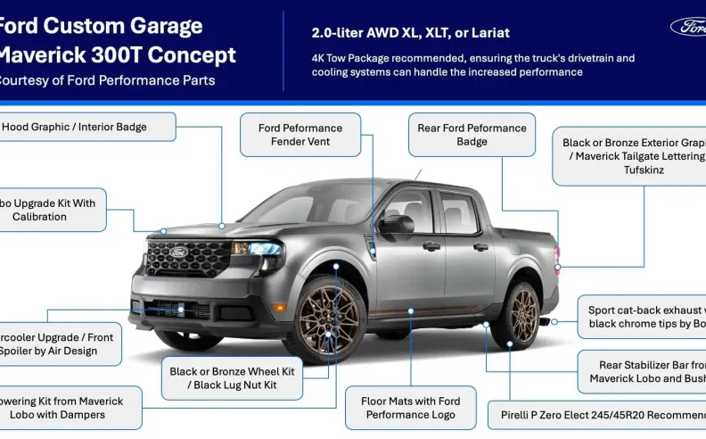 محرك موستانج داخل شاحنة مافريك