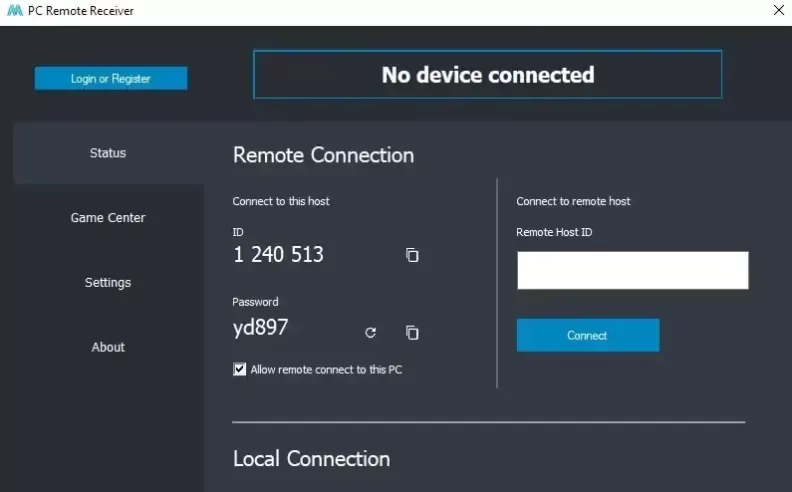 PC Remote Receiver لتجربة التحكم عن بُعد