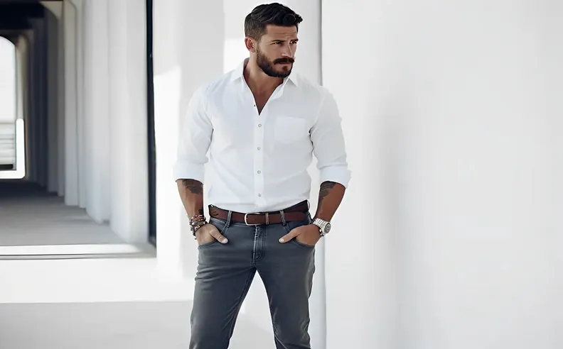 Jeans with back pocket detailing