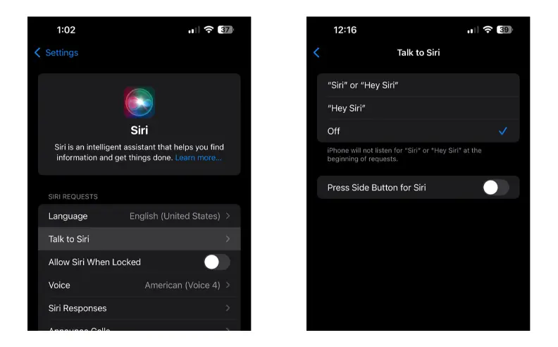Turning Off Siri to Avoid Accidental Activation