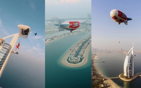Skydive Dubai Airship Swing Stunt for DSF — A World-First Feat in Flight