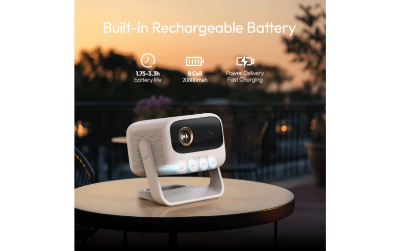  Portable High-Res Projector with Three-Hour Built-in Battery — Turn Your Space into an Arena, Indoors or Outdoors